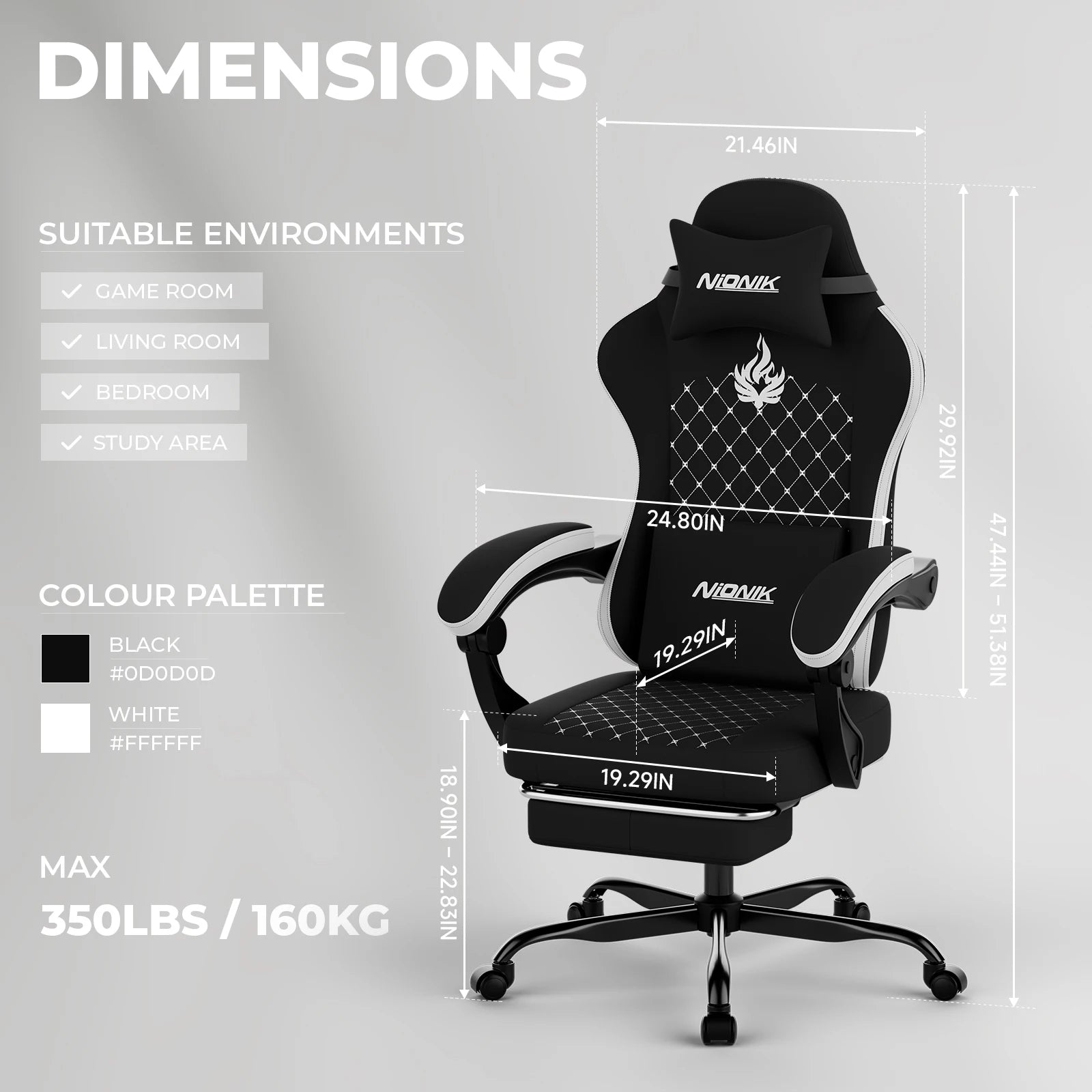 Chaise Gaming Ergonomique SUKIDA – Dossier Haut, Repose-tête & Lombaire, Accoudoirs, Roulettes