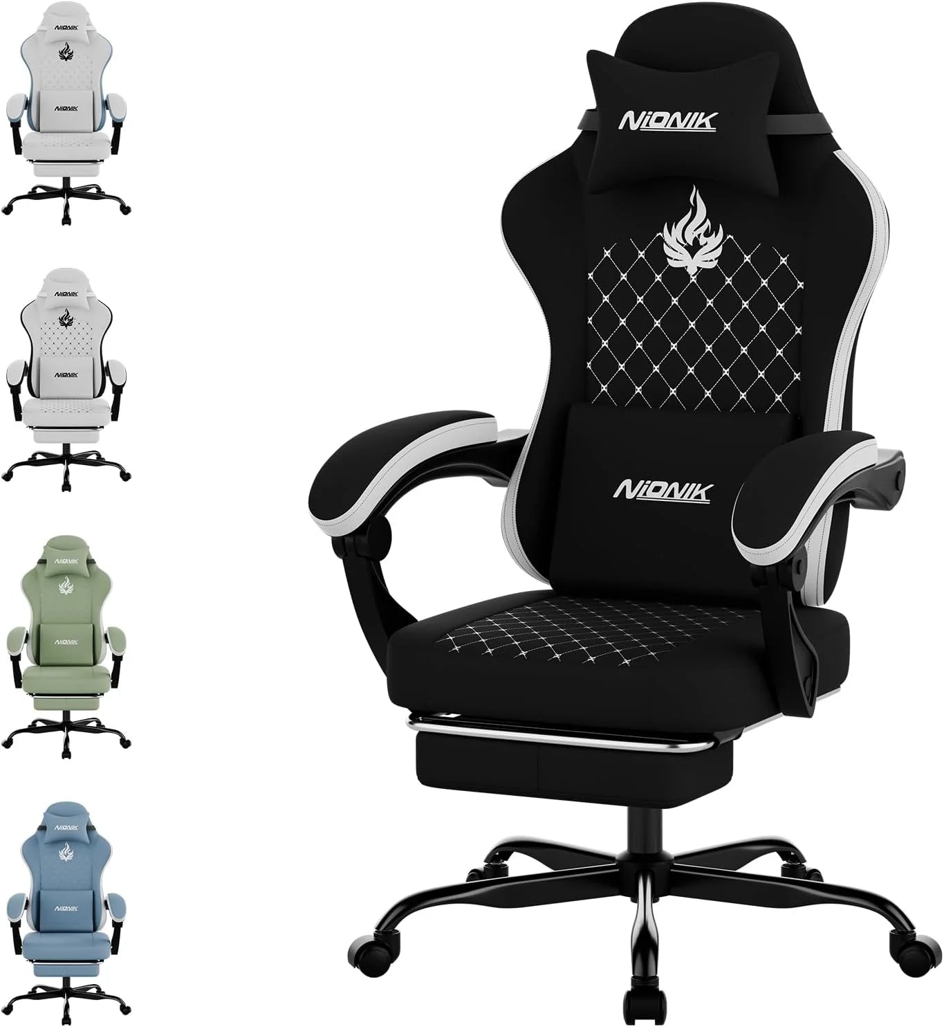 Chaise Gaming Ergonomique SUKIDA – Dossier Haut, Repose-tête & Lombaire, Accoudoirs, Roulettes