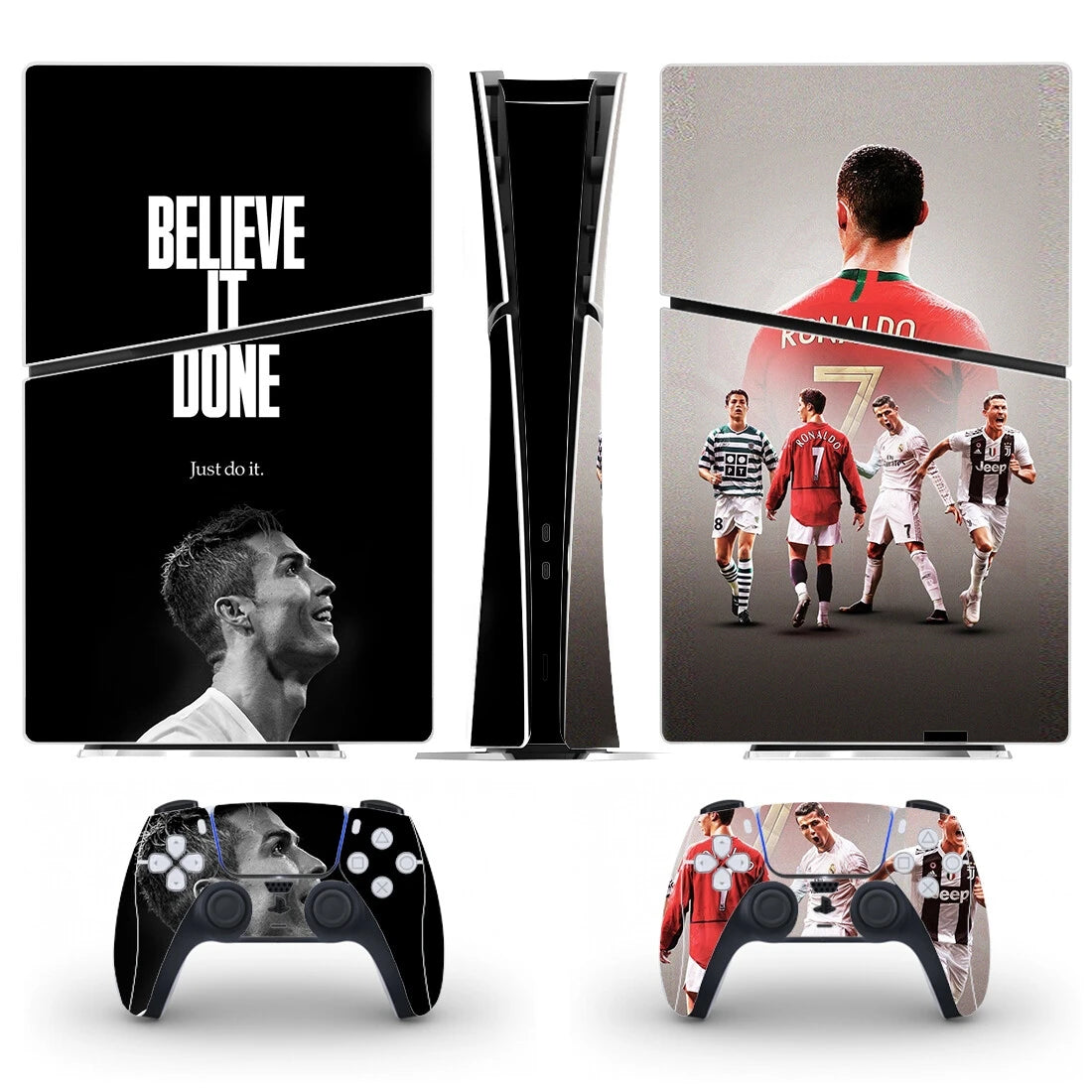 Skin PS5 Slim CR7 – Sticker Vinyle pour Console et 2 Manettes DualSense