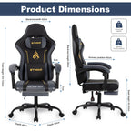 Chaise Gaming SYMINO – Ergonomique avec Repose-pieds, Coussin Latex, Capacité 130 kg