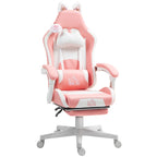 Gaming Chair Ergonomic Gamer Chair with Lumbar Support, Footrest, Gaming Chair with Cat Ears, Headrest, Height-Adjustable Office Chair with Adjustable Reclining Function Pink
