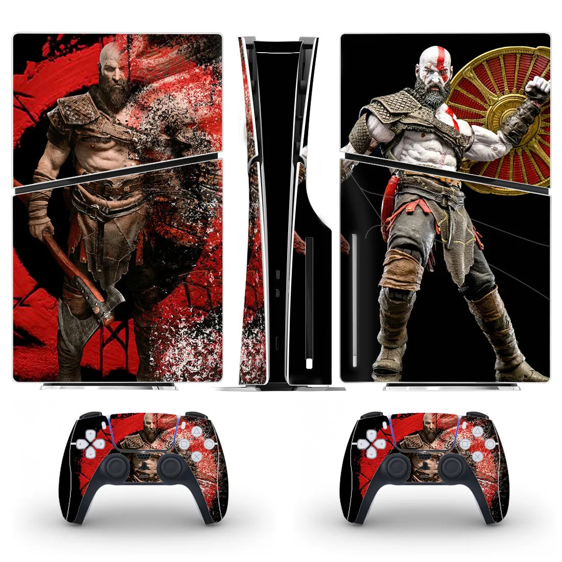 God of War Kratos Game PS5 Slim Disc Skin Sticker Decal Cover for Console and 2 Controllers New PS5 Slim Disk Skin Vinyl