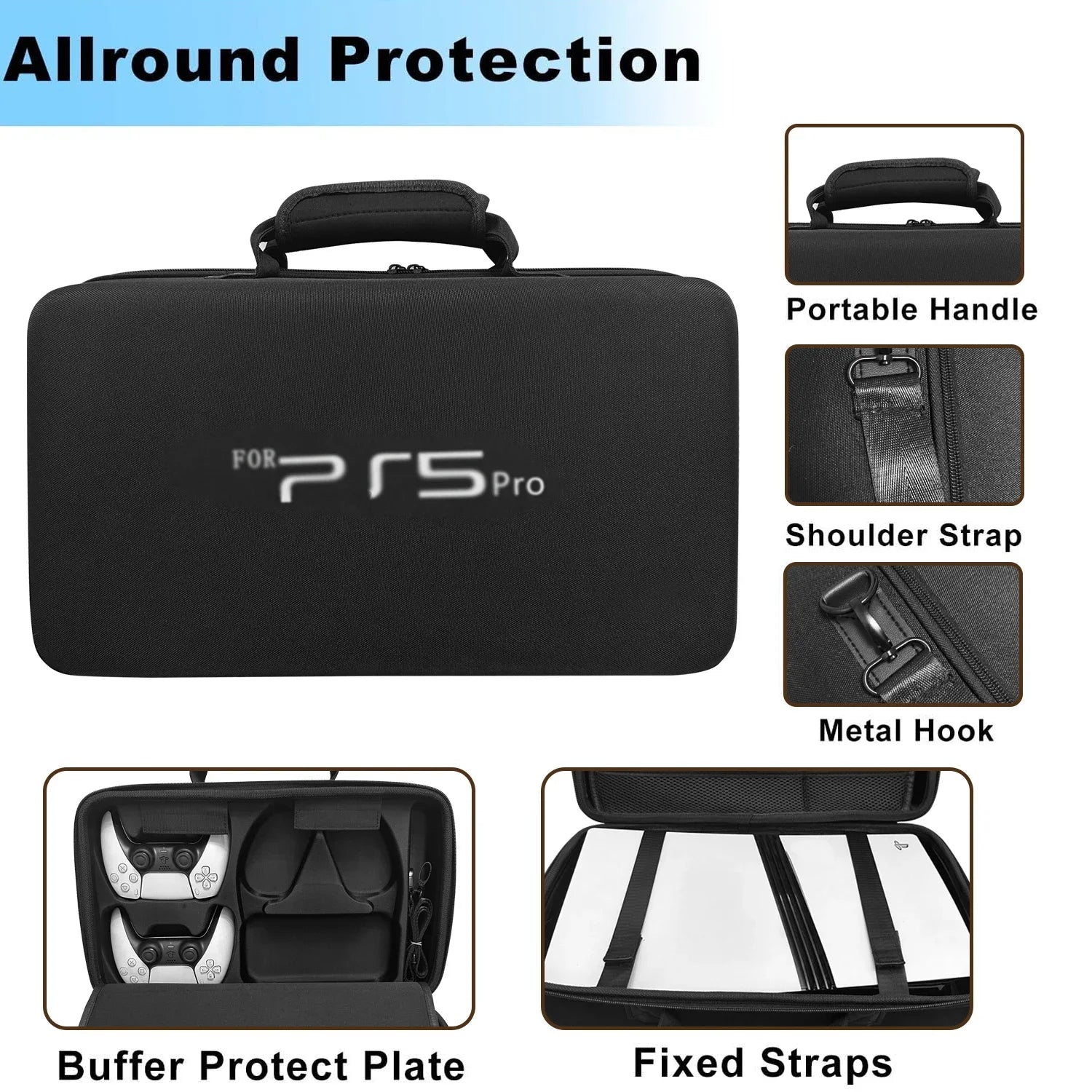 Housse de transport rigide PS5 Pro – Sac de rangement compatible PS5 Slim & PS5 Pro