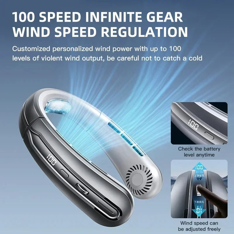 ❄️ Ventilateur de Cou Portable Rechargeable 8000 mAh – Ultra Puissant, Silencieux & Autonomie Longue Durée !