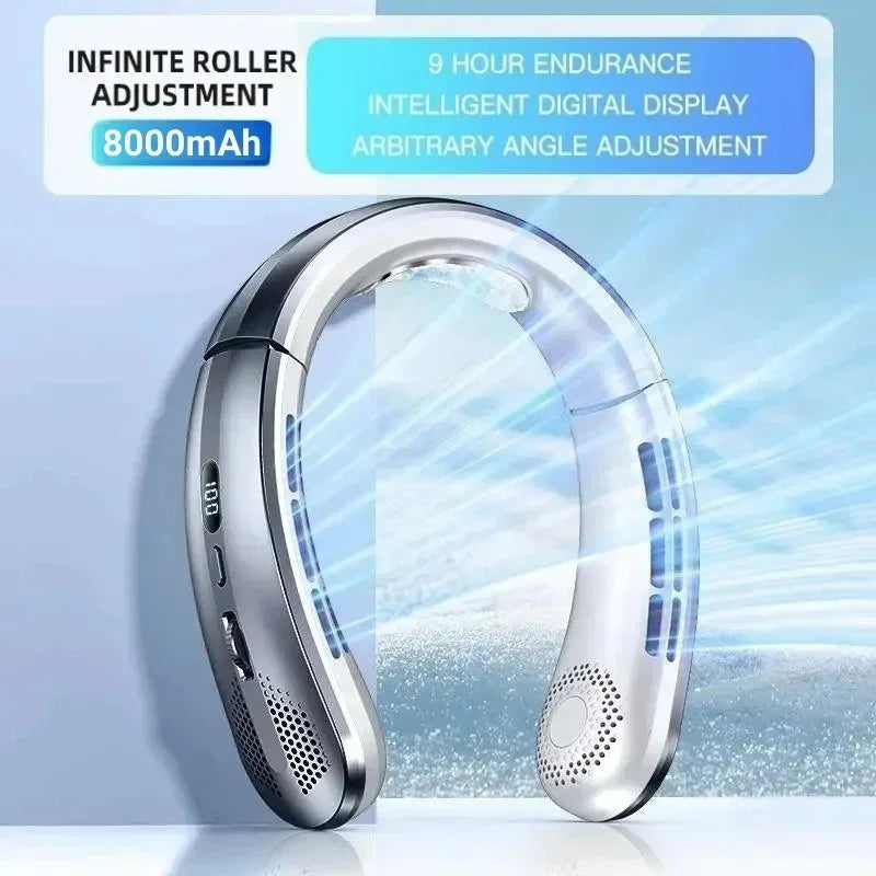 ❄️ Ventilateur de Cou Portable Rechargeable 8000 mAh – Ultra Puissant, Silencieux & Autonomie Longue Durée !