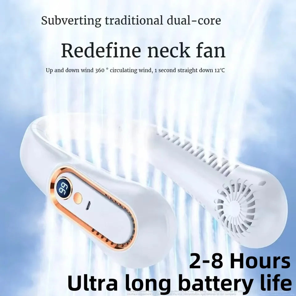 ❄️ Ventilateur de Cou Portable Rechargeable 8000 mAh – Ultra Puissant, Silencieux & Autonomie Longue Durée !