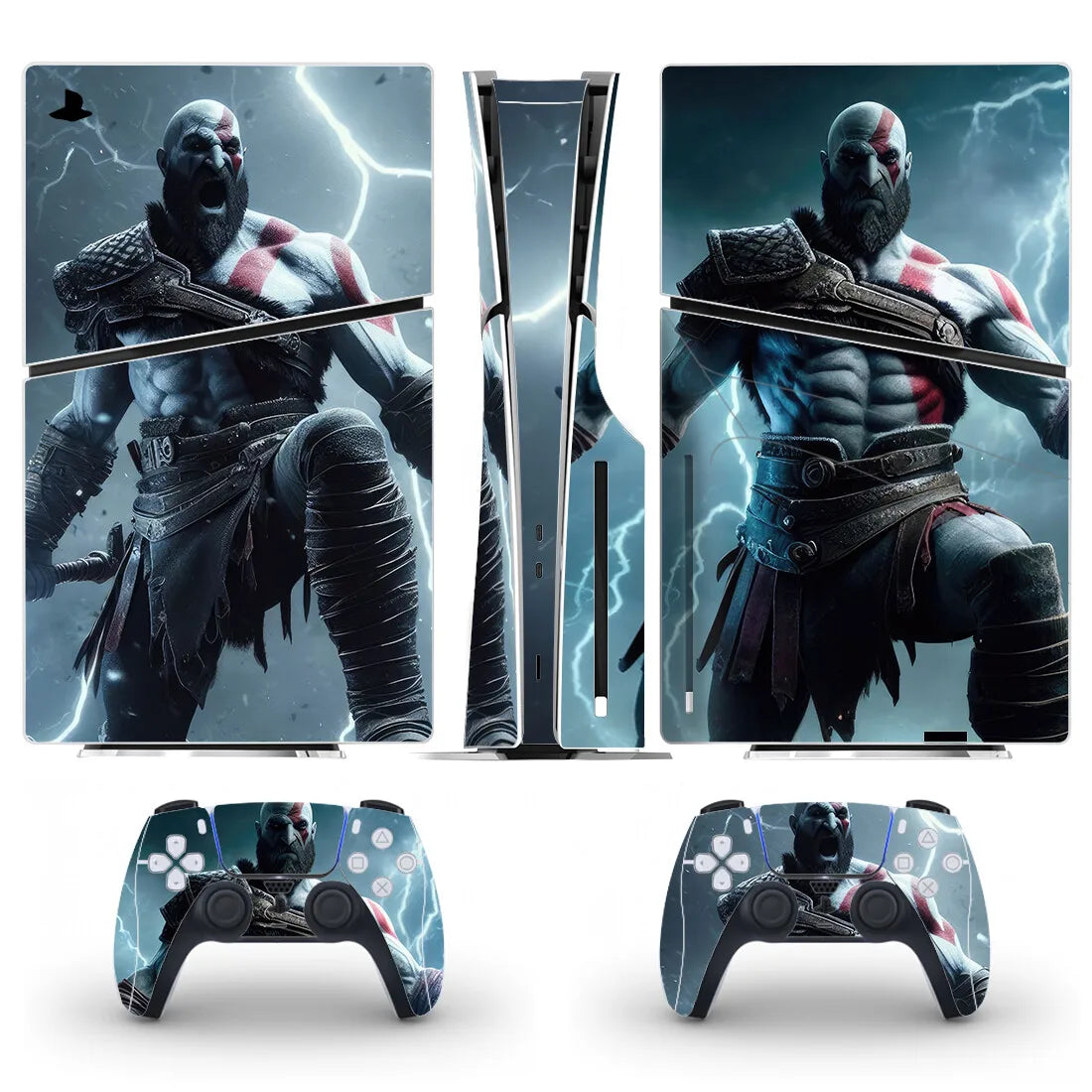 God of War Kratos Game PS5 Slim Disc Skin Sticker Decal Cover for Console and 2 Controllers New PS5 Slim Disk Skin Vinyl