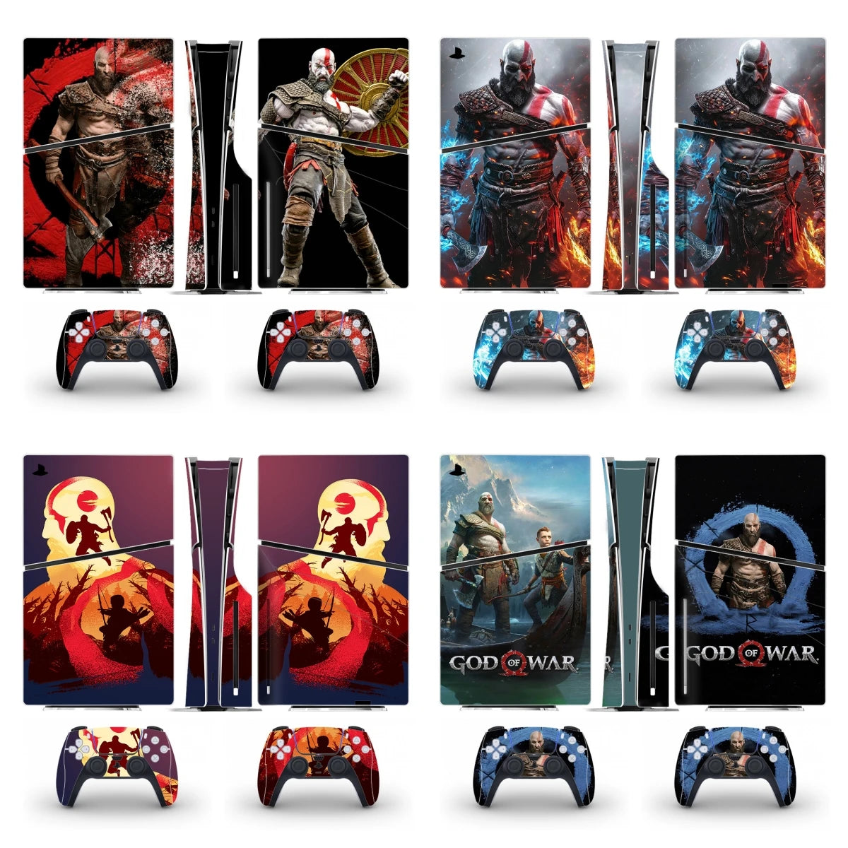 God of War Kratos Game PS5 Slim Disc Skin Sticker Decal Cover for Console and 2 Controllers New PS5 Slim Disk Skin Vinyl
