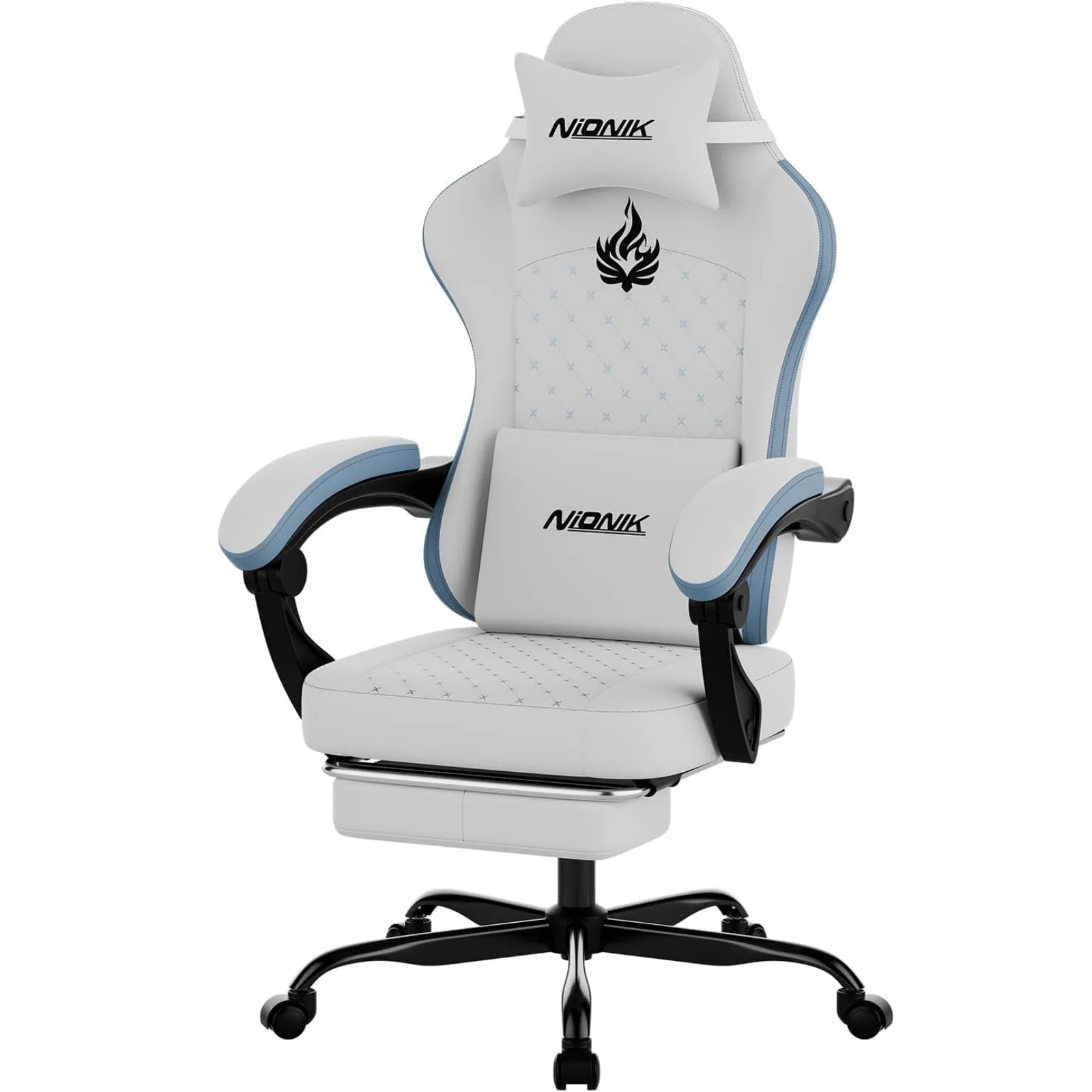 Chaise Gaming Ergonomique SUKIDA – Dossier Haut, Repose-tête & Lombaire, Accoudoirs, Roulettes