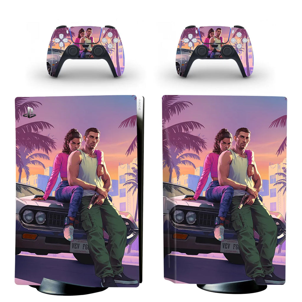 🎮 Skin PS5 + 2 Manettes GTA 6 – Vinyle Haute Qualité, Style Unique