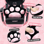Gaming Chair Cute with Cat Ears and Massage Lumbar Support, Ergonomic Computer Chair for Girl with Footrest and Headrest, Comfortable Reclining Game Chair 290lbs for Adult, Teen