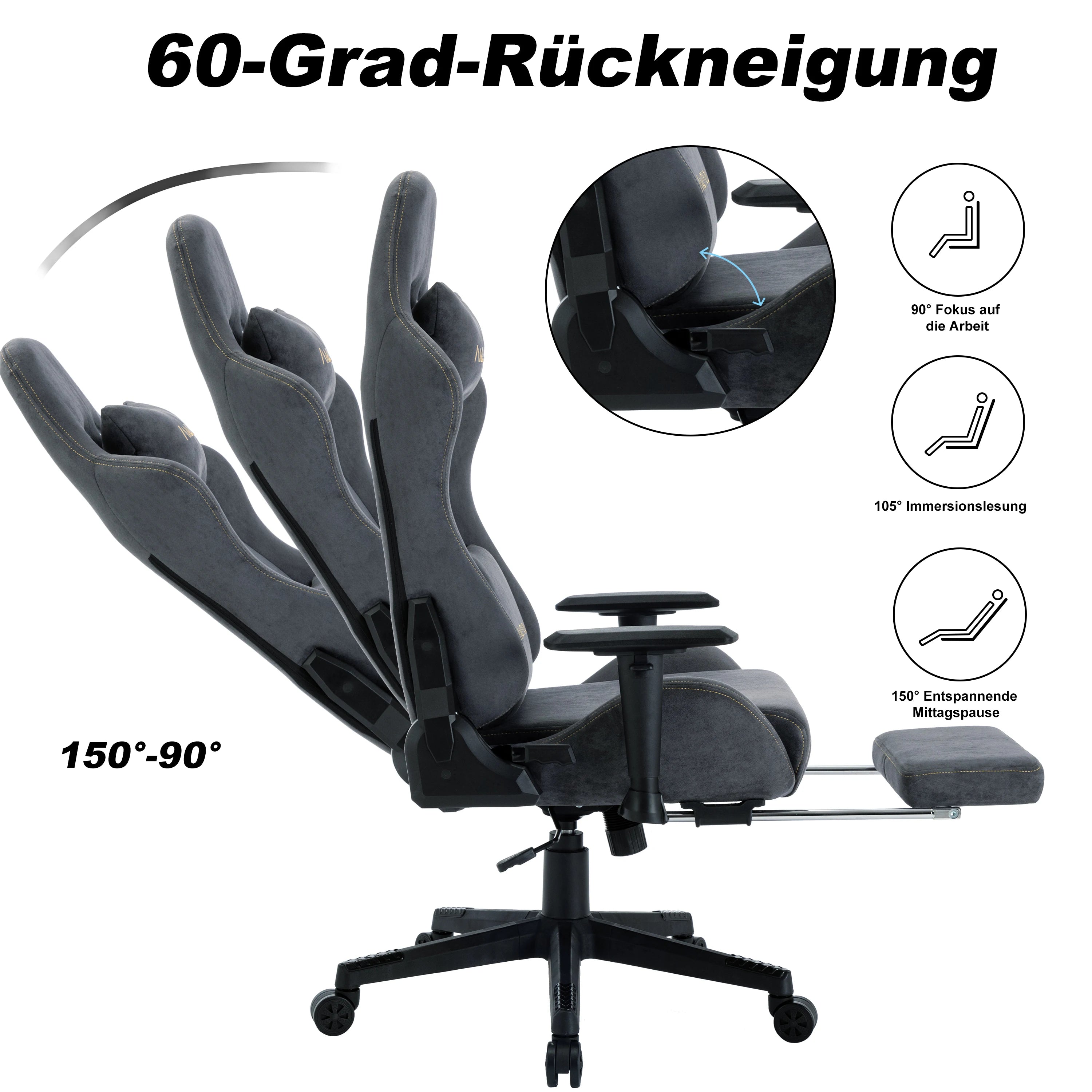 Andyou Gaming Chair, Computer Chair with Footrest, Headrest,  Lumbar Support, Height Adjustable Ergonomic PC Chair