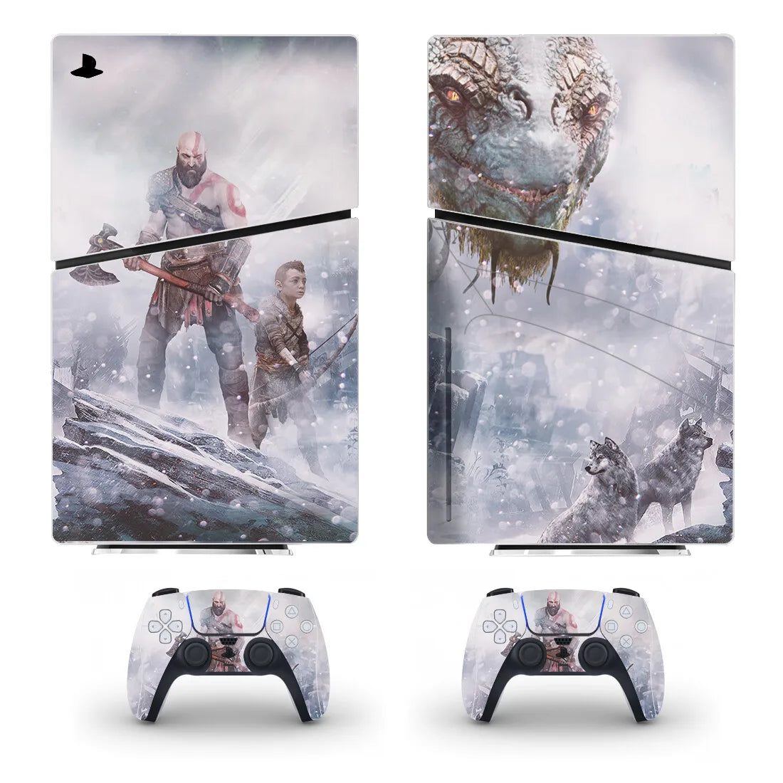 God of War Kratos Game PS5 Slim Disc Skin Sticker Decal Cover for Console and 2 Controllers New PS5 Slim Disk Skin Vinyl