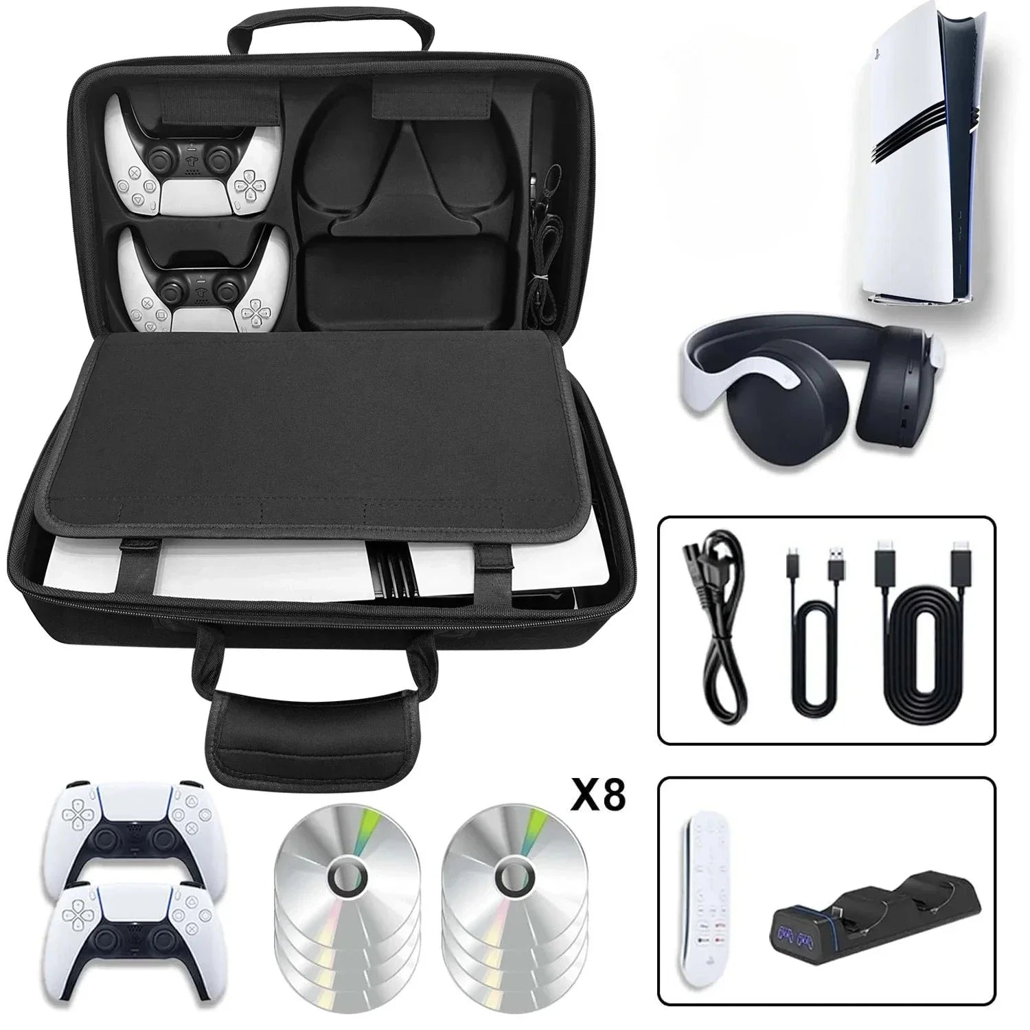 Housse de transport rigide PS5 Pro – Sac de rangement compatible PS5 Slim & PS5 Pro